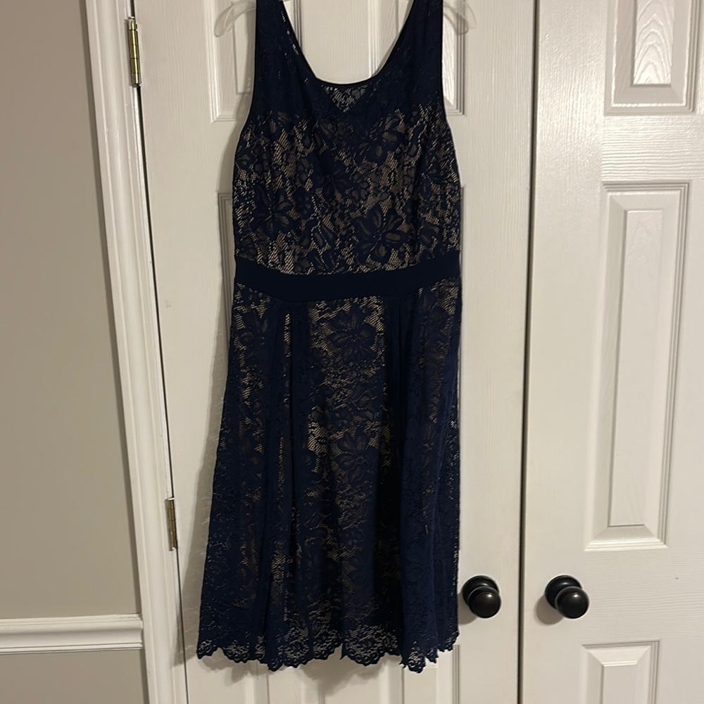 Elegant Navy Lace Dress
